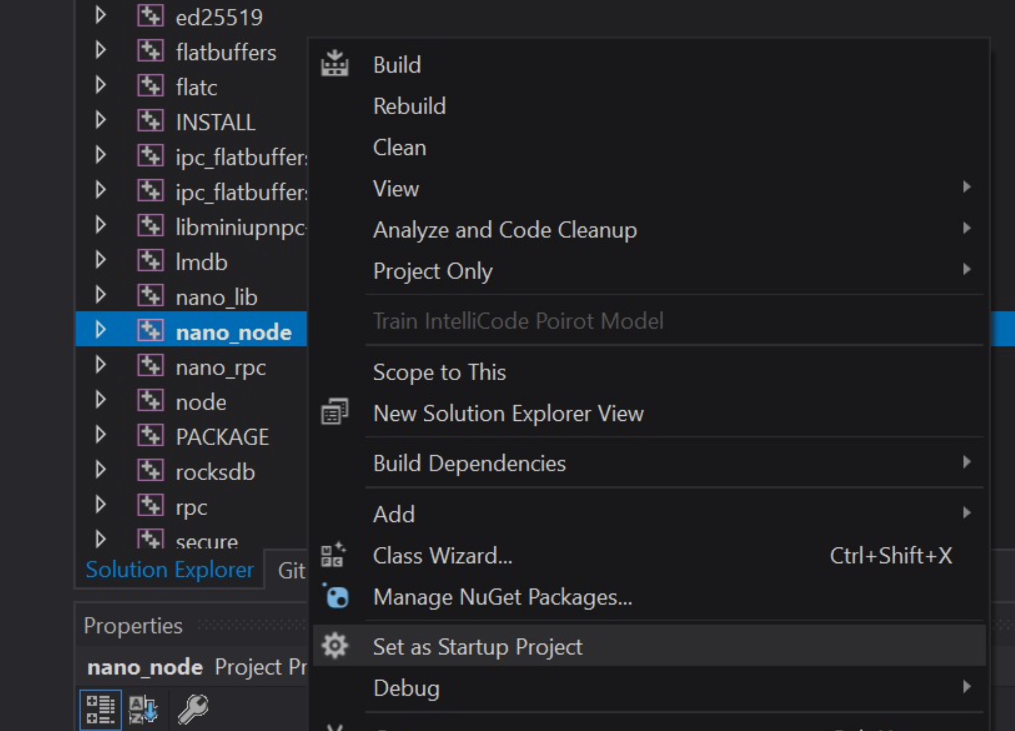 Set as startup project